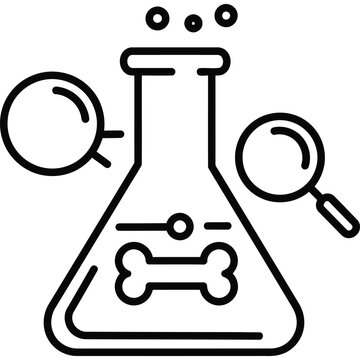 Pet Nutrition Analysis Line Icon Animal Food Laboratory Testing Outline Vector Symbol