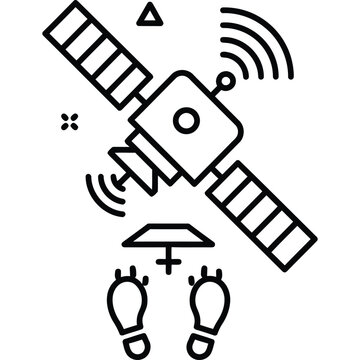 Livestock GPS Tracking Line Icon Farm Animal Satellite Monitoring Outline Vector Symbol