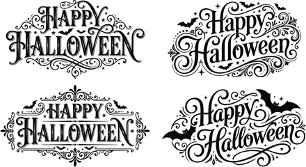 Happy halloween typography vintage designs for spooky celebrations © RaselAhmed