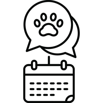 Pet Appointment Reminder Line Icon Veterinary Schedule Notification Outline Vector Symbol