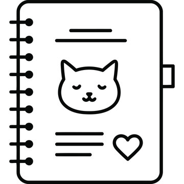Pet Health Journal Line Icon Animal Medical Record Notebook Outline Vector Symbol