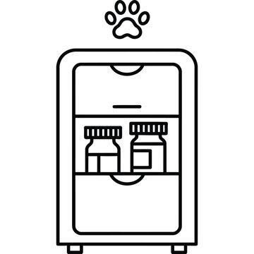 Pet Medicine Storage Line Icon Veterinary Medication Refrigerator Outline Vector Symbol