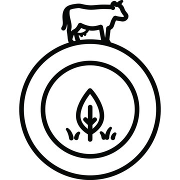 Farm Animal Sustainability Line Icon Livestock Eco Farming Outline Vector Symbol