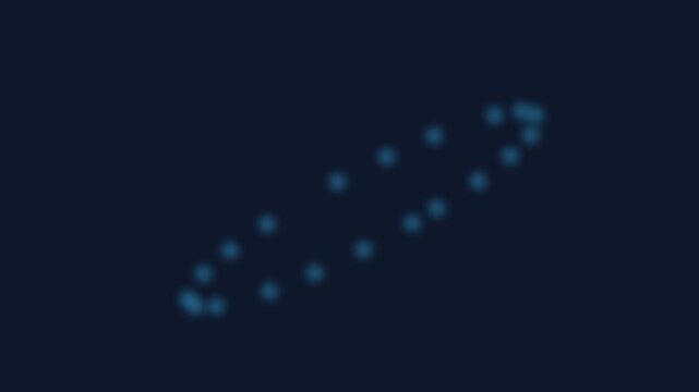 A glowing blue circle formed by small dots against a dark navy background