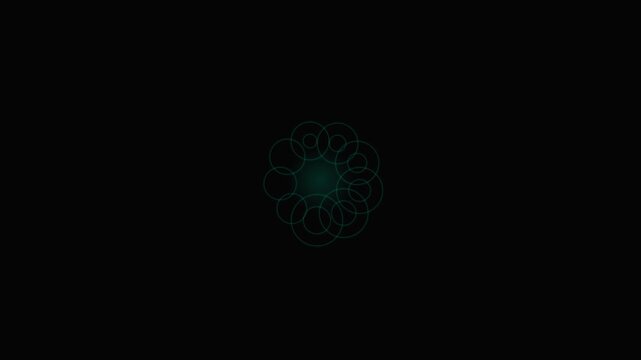 Minimalist digital floral pattern with subtle green light against black