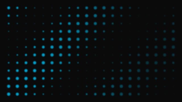 Glowing blue circular dots arranged in a dynamic halftone gradient pattern