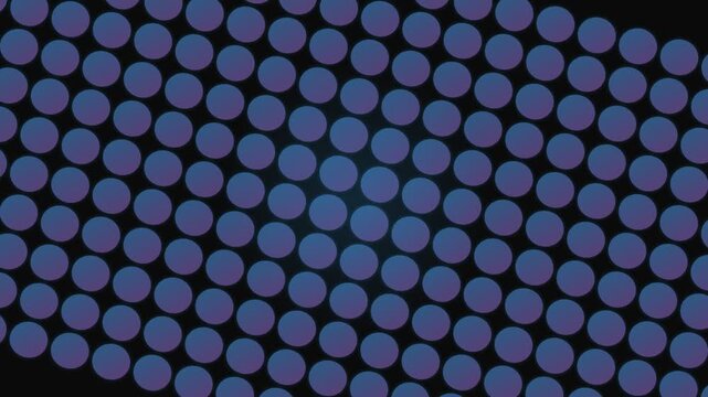 A repeating pattern of blue circles arranged in a uniform grid on black
