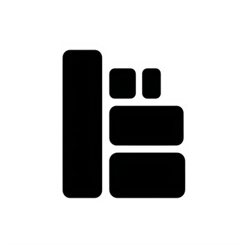 Black website layout grid icon showing a sidebar and stacked content blocks