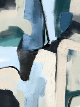Minimalist abstract modern art painting with structural composition and tactile painted surfaces for creative projects