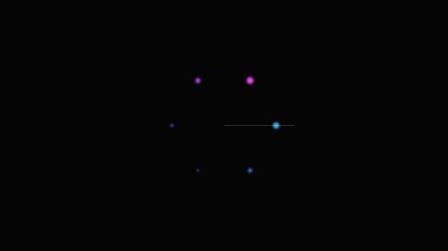Minimalist digital clock interface with glowing circular light indicators