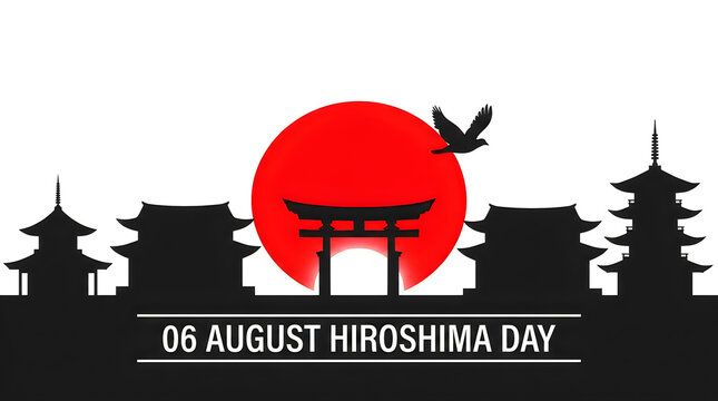 06 august hiroshima day memorial graphic isolated on white background