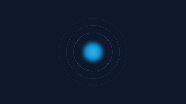 A glowing blue orb centered within concentric radar or sonar ripple circles