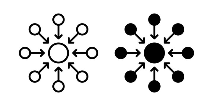 Centralized Icon represents centralized networks, connected systems, and data management with an editable outline vector illustration.