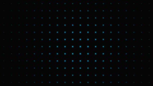 A mesmerizing grid of glowing blue and red circular dots on black background