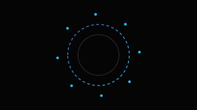 Minimalist blue glowing orbital ring design on a solid black background
