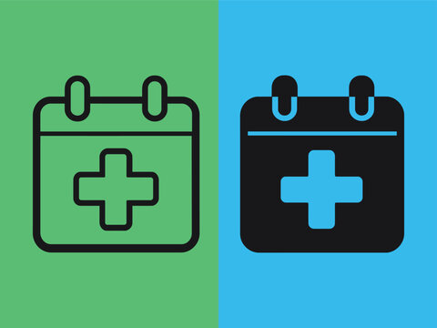 Medical Calendar Icons Showing Appointment Scheduling With Cross Symbols