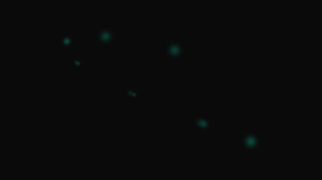 A circular array of glowing teal dots forming a partial ring on black background