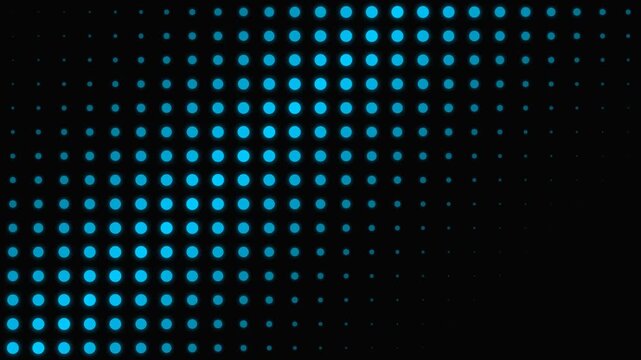 Minimalist pattern of small blue and green dots on a deep black background