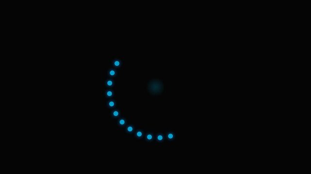 Minimalist blue loading animation dots arranged in a semi-circle pattern