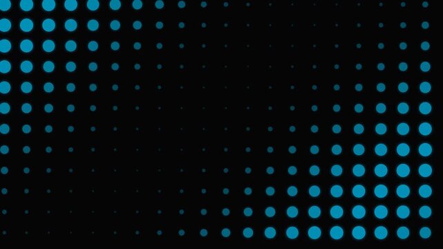 Abstract background with blue halftone dots pattern on a black surface