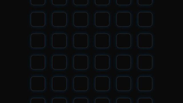 A grid of rounded square outlines arranged in a diagonal pattern on black
