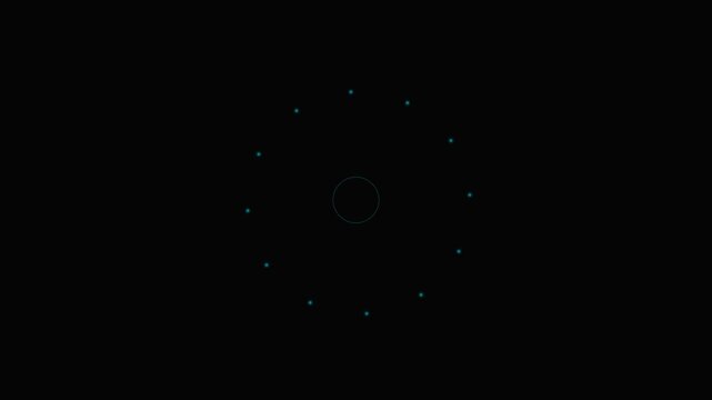 Minimalist ring of glowing cyan dots arranged in a circular pattern on black