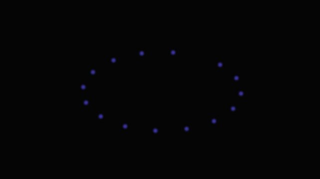 A series of blue glowing dots arranged in a perfect elliptical pattern