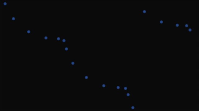 Minimalist scatter plot graph showing a downward data trend on black background