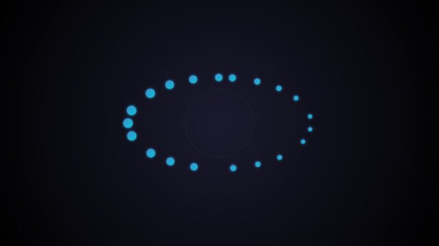 Abstract composition of blue glowing dots arranged in an elegant oval shape