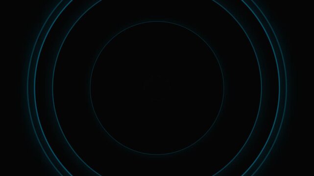 Minimalist blue concentric circles radiating on a solid black background