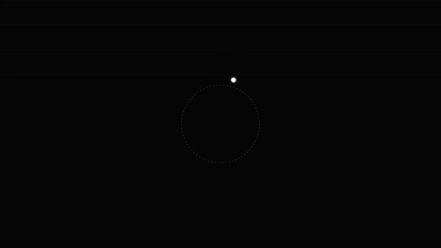 A single glowing white dot orbiting a circular path on a black background