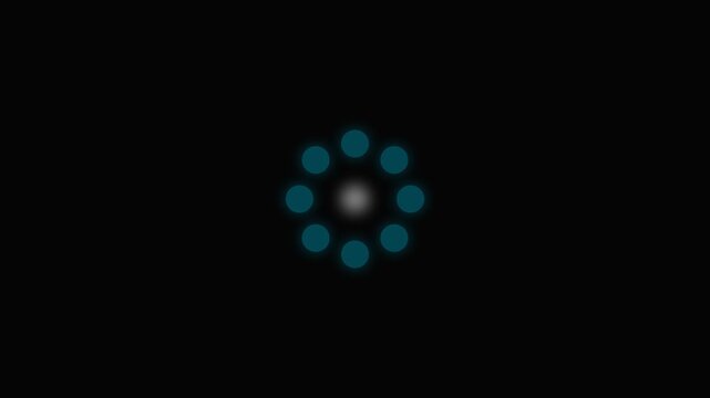 A circular arrangement of blue dots surrounding a central glowing grey orb