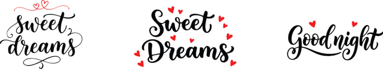 Sweet dreams goodnight hand lettering collection for sleep relaxation designs © mdabdulmonaf