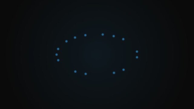 A constellation of glowing blue dots arranged in an oval on a black background