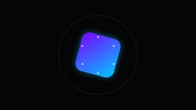 A vibrant blue and purple gradient square icon on a minimalist black background