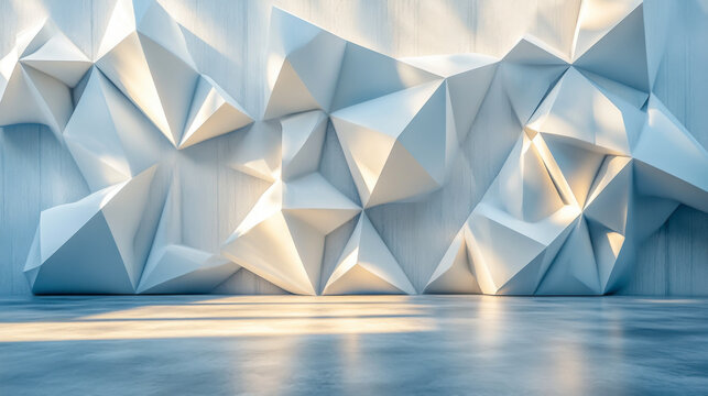 abstract interior wall with polygonal pattern
