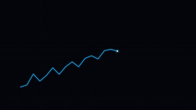 A simple blue line graph showing a small upward trend on a black background