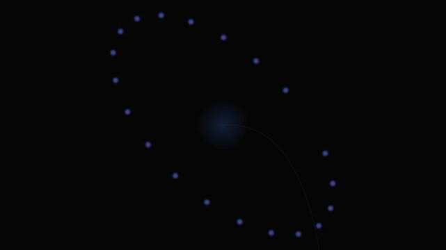A glowing blue ring formed by evenly spaced dots against a black background