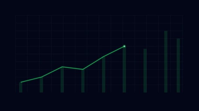 Minimalist green line graph trend representation on a dark background
