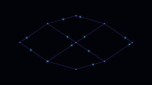 Abstract geometric network of glowing blue nodes connected by thin lines