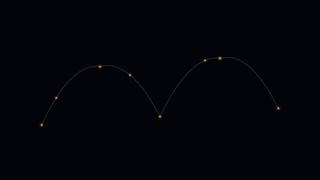 A digital representation of a two-cycle parabolic wave pattern on black