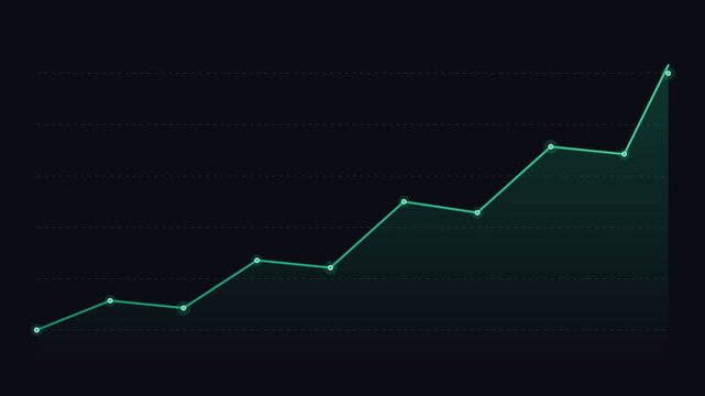 Minimalist green line graph visualization against a dark black background