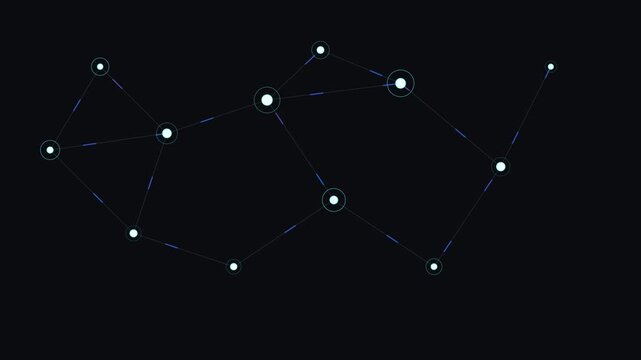 Abstract constellation of interconnected glowing nodes on a dark background