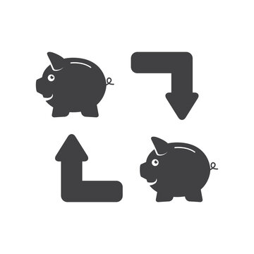 Piggy bank icon. Piggy bank savings icon. Vector illustration.
