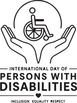 International day of persons with disabilities icon in hands logo design Vector