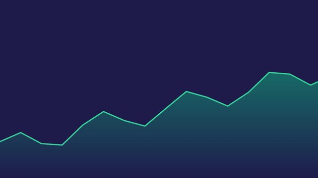 A glowing teal line graph illustrating upward economic growth trends