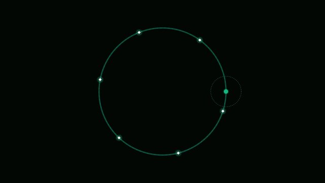 Minimalist geometric circle diagram with highlighted points on black background