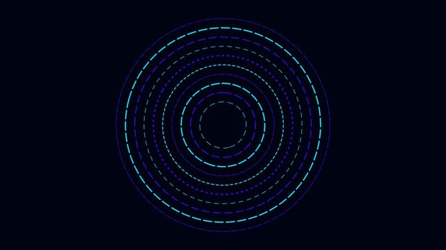 Concentric glowing circles in shades of blue against a deep black background