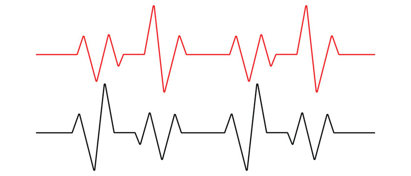 Heartbeat line icon vector, Pulse icon,  Concept heartbeat pulse with heart outline style, simple line red and black Heartbeat line icon.

