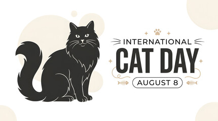 Graphic illustration for international cat day celebrating cats in august with illustration, silhouette